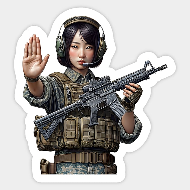 Tactical Girl Sticker by Rawlifegraphic